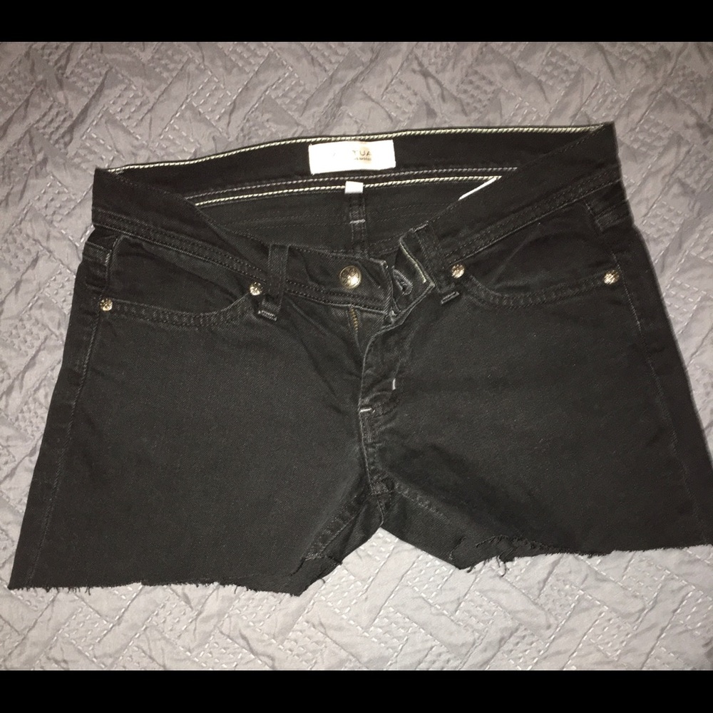 Black denim shorts